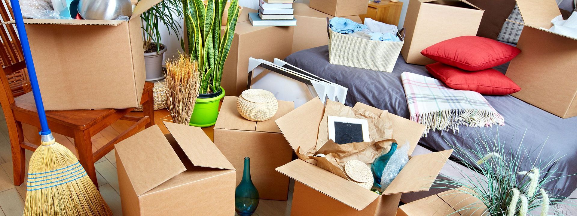 Moving boxes in new house.